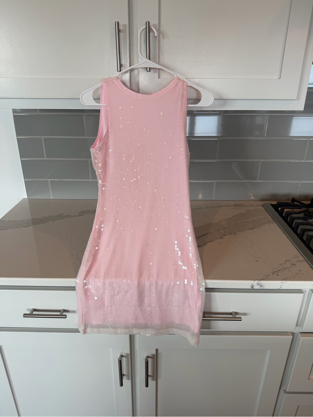 Womens Pink Sequin Tank Dress